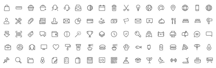 Fototapeta premium Set of thin line web and application icons for business e-commerce and ui design.