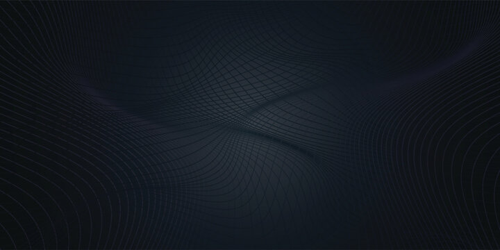 Abstract futuristic blue background wireframe landscape, polygonal mountains, data flow
