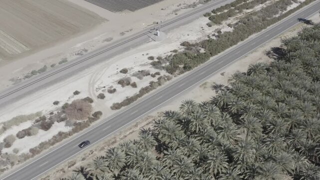 Highway 111 and Agriculture in Salton Sea Basin Mecca California Drone