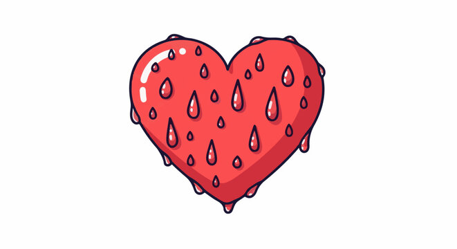 A dripping red heart with a shiny, wet appearance
