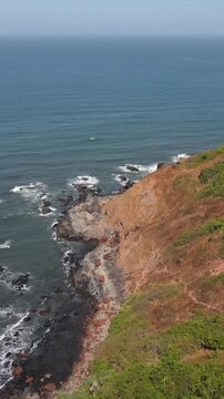 Vertical Aerial Shot of Vagator Hilltop Goa India