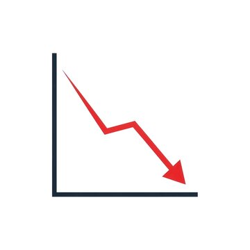 Downward trend graph red arrow indicating decline or decrease