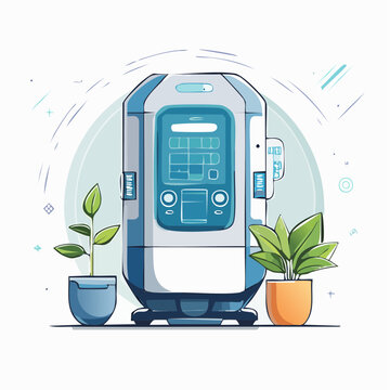 Futuristic hydroponic system with plants