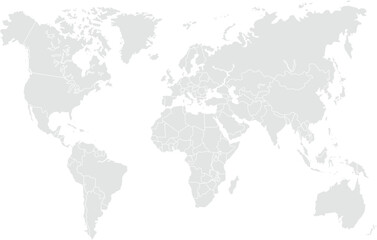 Fototapeta premium Minimal Gray World Map Vector Illustration 