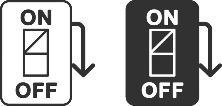Light switch off icon vector silhouette illustration with thin line symbols for electrical systems and smart interfaces.