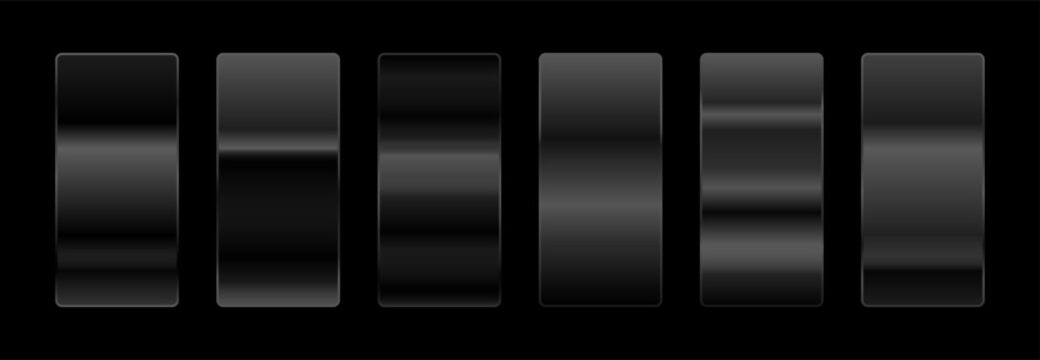 Black gradient set. Realistic dark gradients usable as metal, fabric, silk and other material textures. Smooth lighting gradients for luxury UI, background and design concepts.