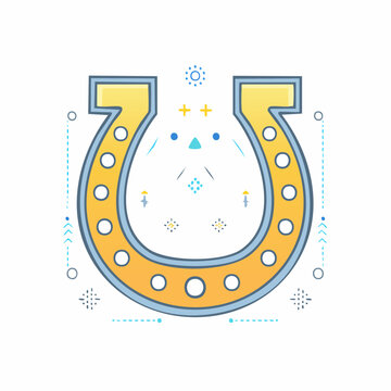Stylized Horseshoe Icon with Geometric Accents
