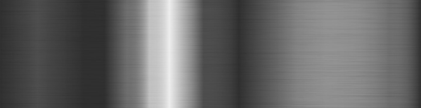 Silver metal gradient with realistic texture. Metallic surface with smooth shine and reflection. Vector illustration for luxury design, premium backgrounds and modern UI concepts.