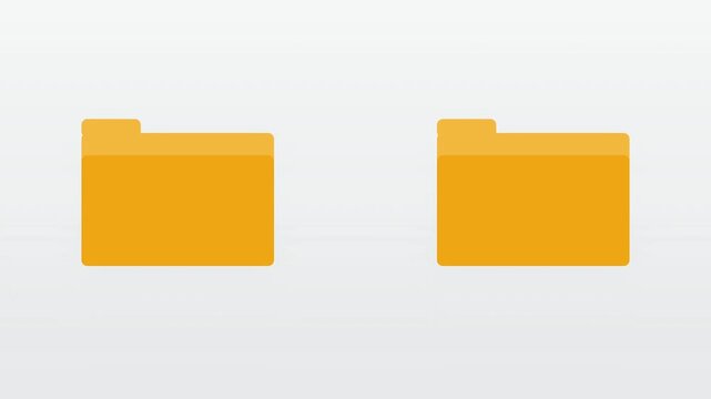 Seamless animated file transfer between two yellow folders on a simple light background