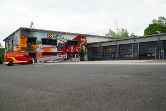 Fire station of the Lohmar Volunteer Fire Brigade in the Rhein-Sieg district of North Rhine-Westphalia, Germany