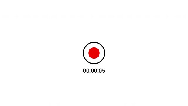 Fifteen seconds recording timer with start button animation transparent background