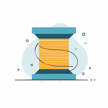 Illustration of a spool of orange thread