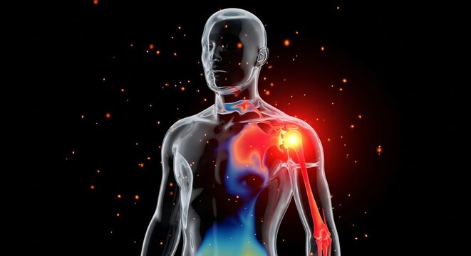Human Body with Shoulder and Arm Pain Illustration.