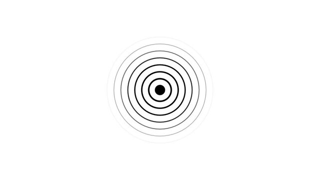 Concentric black circles radiating outwards from a central black dot on a white background image photo