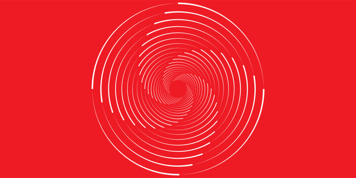 Collection of red concentric circles. Collection of radial sound wave or sonar rings. Pack of radar icon symbols, targets, dashed lines, halftones.