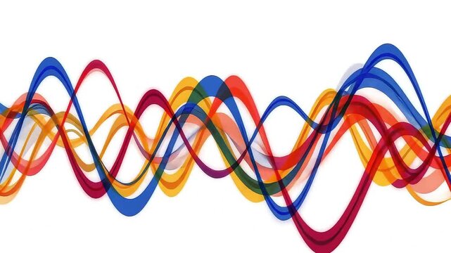 white background with overlapping abstract sine waves in vibrant primary colors pulsing to an invisible rhythm Videos