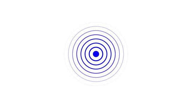 Concentric blue circles radiating outwards from a central blue dot on a white background image photo