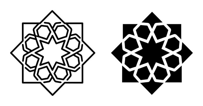 Islamic Geometric Patterns, Arabesque Star Designs, Traditional Arabesque Motifs, Vector Art