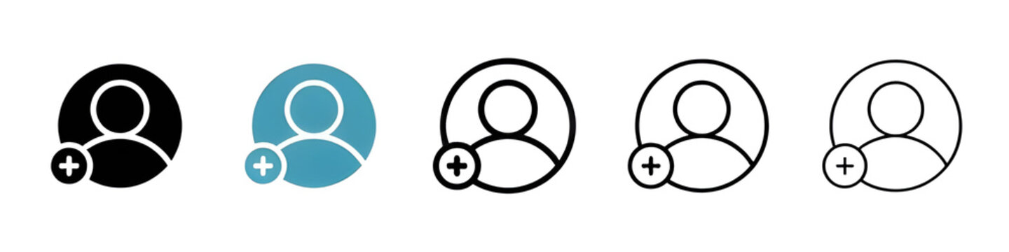 Follower vector illustration set. Follower add user account icon for UI designs. Thin line customizable illustration. Contour symbol. Vector isolated outline drawing. Editable stroke