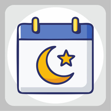 Calendar Icon with Moon and Star