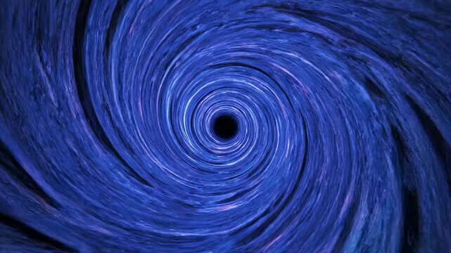 A spiraling blue vortex with a central black hole, a visual representation