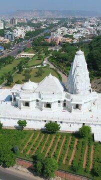 Vertical Aerial Shot of Birla Mandir Jaipur Rajasthan India