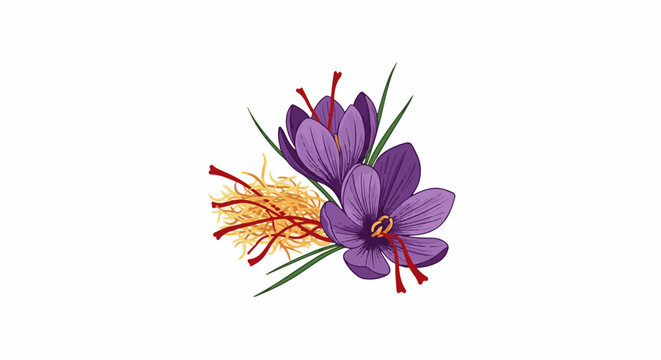 Delicate purple flowers adorned with vibrant red stigmas and golden threads