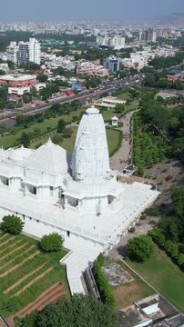 Vertical Aerial Shot of Birla Mandir Jaipur Rajasthan India