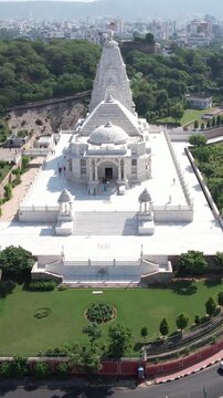 Vertical Aerial Shot of Birla Mandir Jaipur Rajasthan India