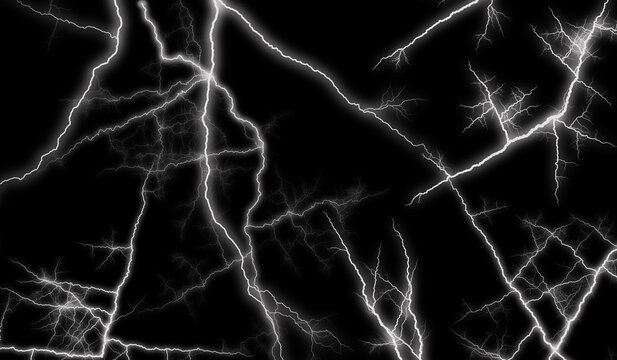 White lightning bolts striking across dark abstract background with branching patterns