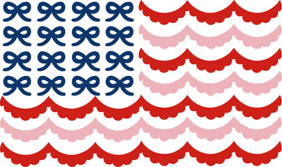 Bow Scalloped American Flag svg, 4th July svg, American flag svg © Jane