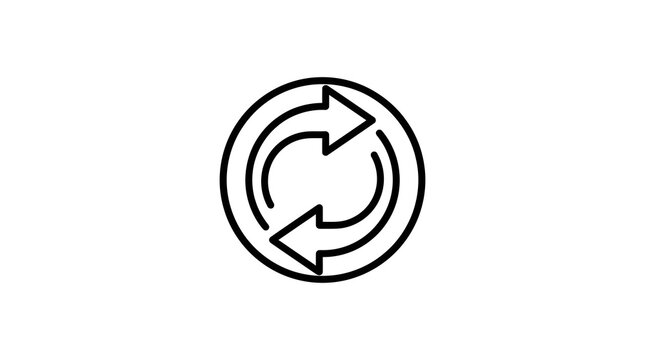 Black and white circular arrows icon for refresh or recycle