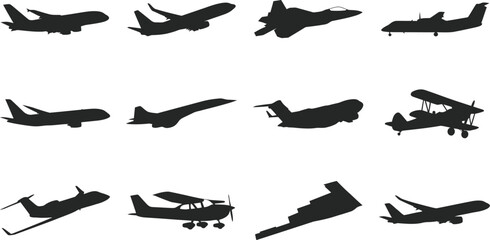 Airplane silhouettes collection on a white background © zn