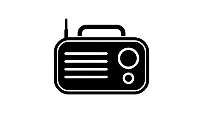 Vintage portable radio iconography classic am fm broadcast receiver silhouette for design projects