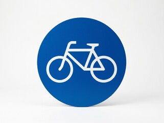 Fototapeta premium Bicycle lane sign with bike symbol on white background, suitable for cycling paths, public roads, parks, and transportation safety signage.