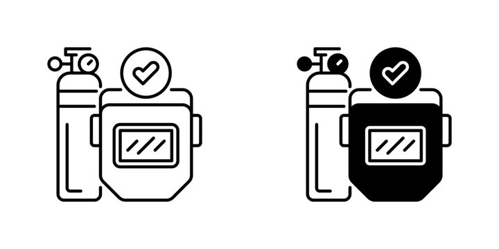 Welding Mask Line Icon, Outline Symbol for Worker Safety, Metal Fabrication, Industrial Construction, Eye Protection, and Workshop Repair. Vector Sign Icon.