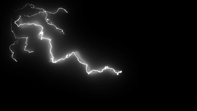 Lightning power overlay on green screen, Electric lightning, Animated bolt strikes, lightning storm, blue light force effect, Blue Lightning flash Thunderbolt isolated on black background
