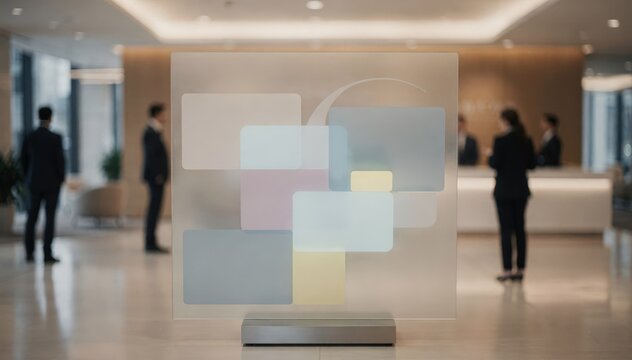 Mediumfocused view of a lobby occupancy dashboard subtly tracking visitor flow and resource status while the surrounding lobby fades gently out of focus.