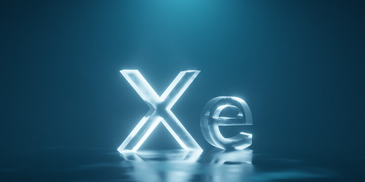 Xenon. Chemicals, micro and macronutrients. Periodic table of Mendeleev. Microelements necessary for humans. 3d render.