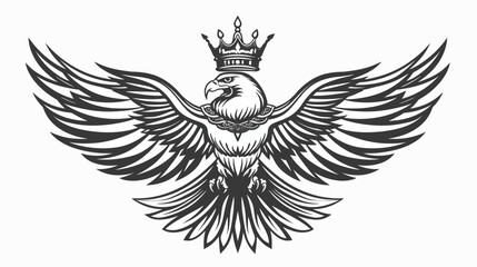 Fototapeta premium Majestic eagle with crown and wings spread isolated on white background