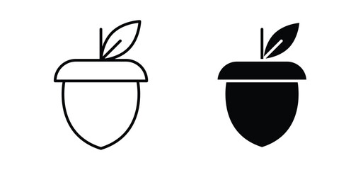 Acorn vector icon set black filled and outlined style. © tara