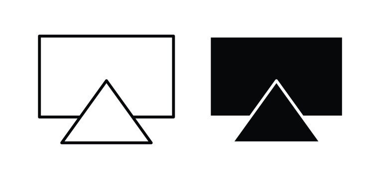 Airplay vector icon set black filled and outlined style.