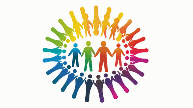 Diverse group holding hands in a circle community and unity concept
