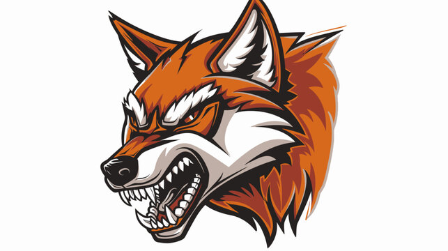 Vibrant illustration of a fierce fox head on white background