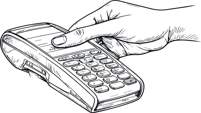 Hand processing credit card payment on pos terminal