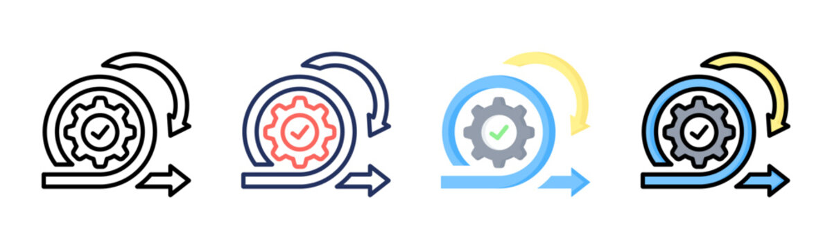 Scrum icon set multiple style collection