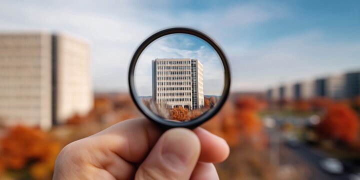 Perspective shift highlighting architectural detail with focus