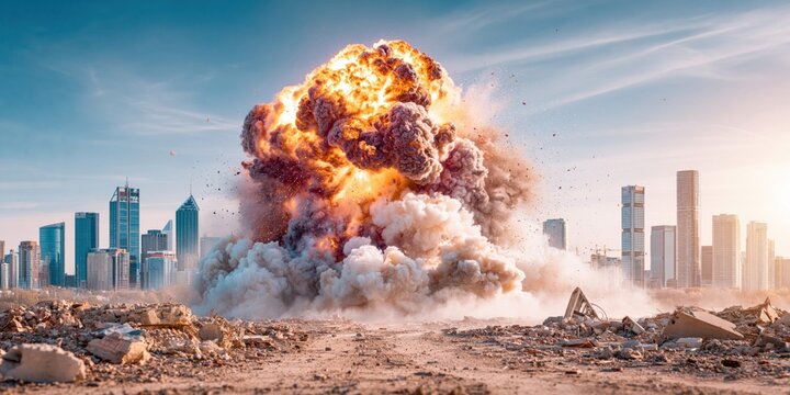 Catastrophic destruction engulfs modern city skyline