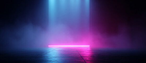 Obraz premium Futuristic neon light with fog effect