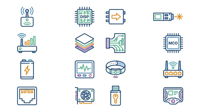 Collection of Technology and Network Icons.